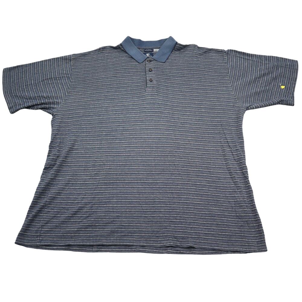 Pebble Beach Shirt Mens 2XL Blue Striped Polo Short Sleeve Tee Casual
